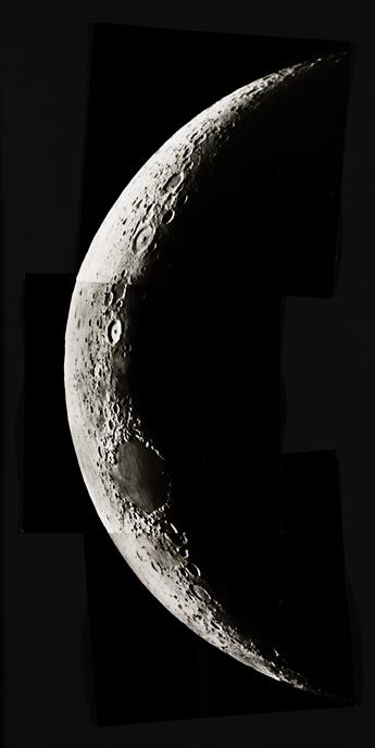 ADOLF VOIGT & HANS GIEBLER (active 1950s-2000s) An elegant series of 15 detailed photographs of the moon's surface on 5 panels, depict